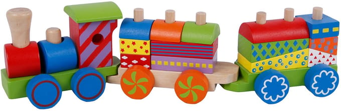 Treinset met 2 houten wagons