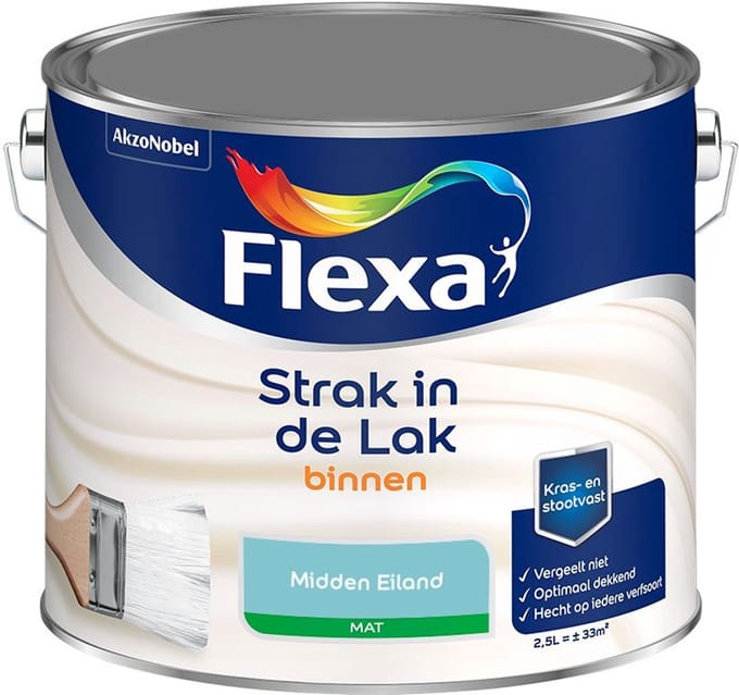 Flexa - Strak In De Lak Binnenlak Mat - Midden Eiland - Mengverf - 2,5 L