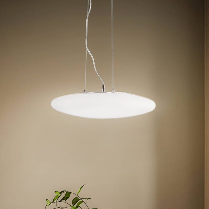 Lindby LED hanglamp Gunda, wit, glas, Ø 47 cm, dimbaar