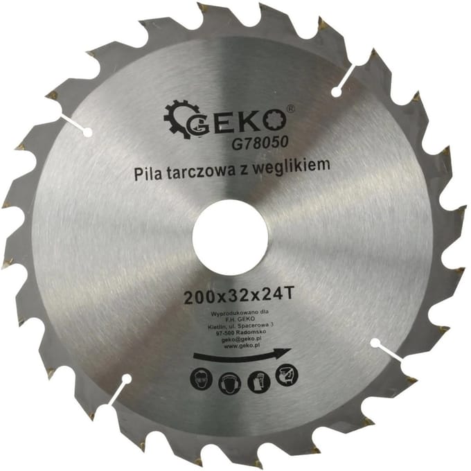 GEKO Cirkelzaagblad - 200 mm - Koelgaten - 24T - TCT