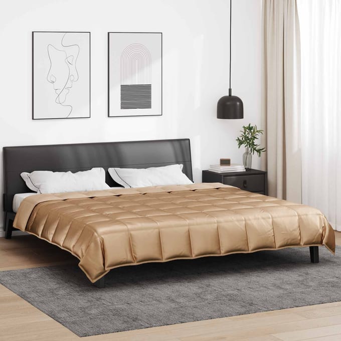 vidaXL Zomer Dekbed Goud 200 x 240 cm Satijn en Microfiber