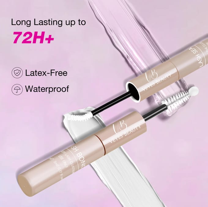 Veyesbeauty 2 in 1 Lash Bond & Sealant met Bolvormige Spoolie voor DIY Wimperextensions 10 ML zwart