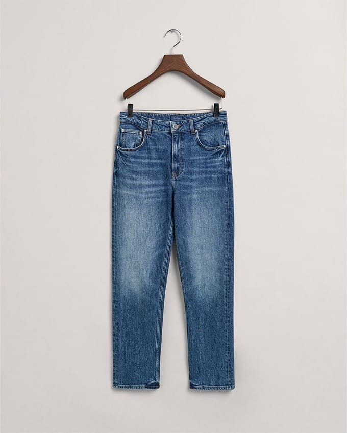 Gant Straight Cropped Fit Spijkerbroek Blauw 28 Vrouw