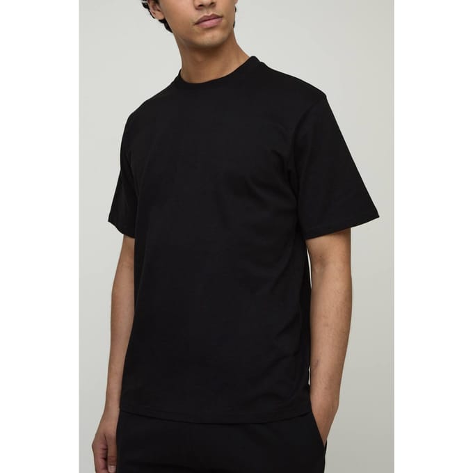 Basic Regular Fit T-shirt met ronde hals | Black | Size Medium