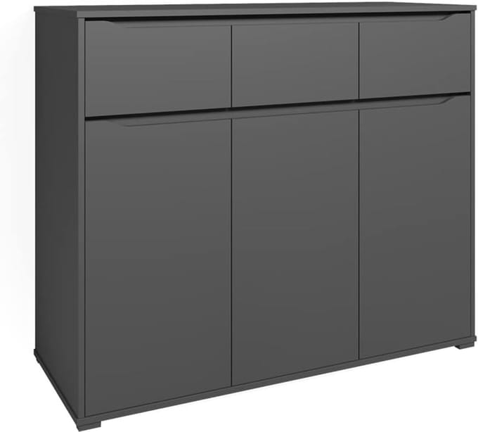 Commode - Ladekast Dressoir - Opbergen Woonkamer - Front zonder handgrepen - 120 x 101.6 cm - Antraciet