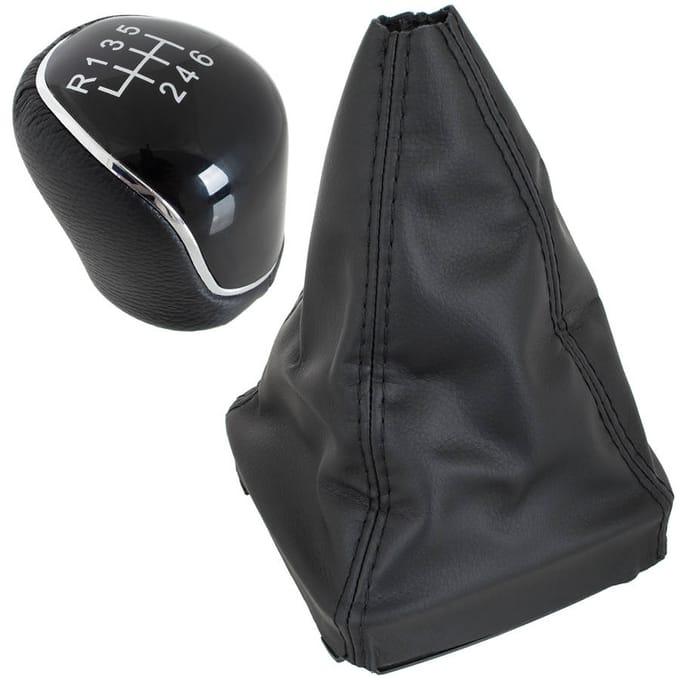Modecar - Versnellingspookknop Set - Zwart Leer - 6 Versnellingen