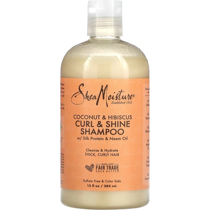 SheaMoisture, Curl & Shine Shampoo, Dik en Krullend Haar, Kokosnoot & Hibiscus, 13 fl oz (384 ml) beige