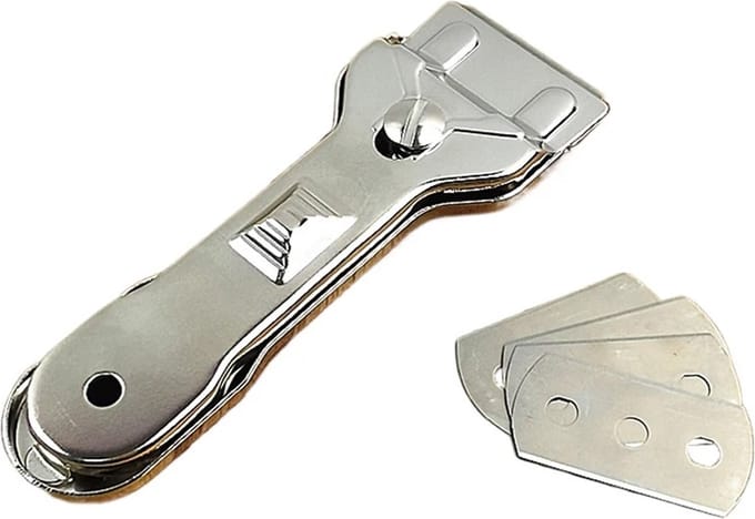 WiseGoods Premium Verf Schraper - Schoonmaak / Keuken Tool - Tools Schoonmaken - Handgereedschap - Kookplaat Reiniger & 5 Mesjes