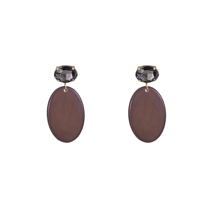 Go Dutch Label Oorknoppen steentje resin ovaal Zwart