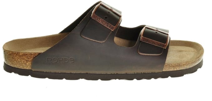 Rohde Slipper Heren 2 Gespen Ergonomisch Voetbed Bruin Maat 45
