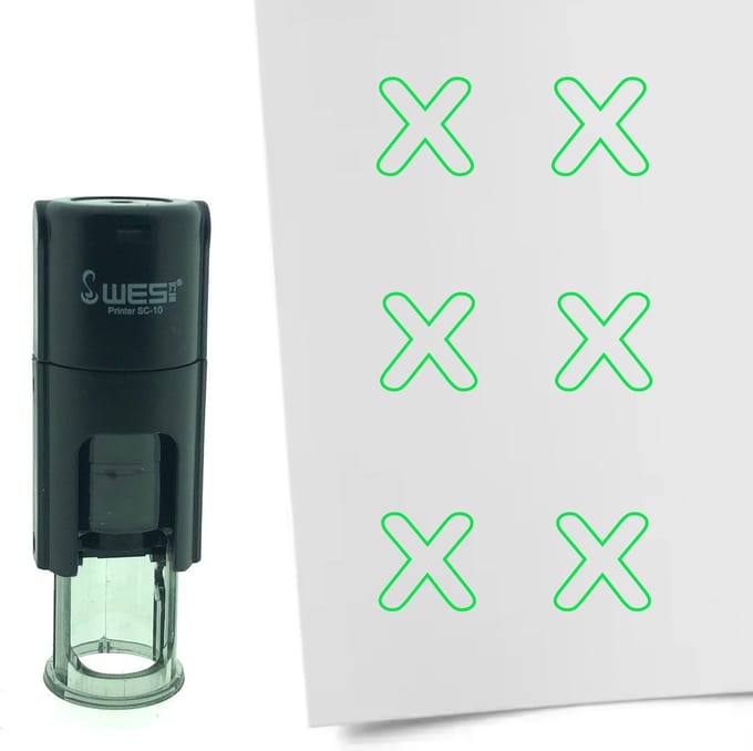CombiCraft Stempel Open kruisje 10mm rond - Groene inkt