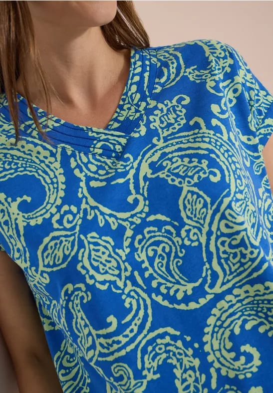Shirt met V-hals en print