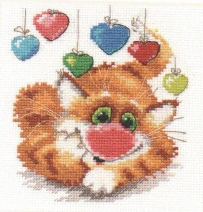 Jarige kat borduren (pakket)