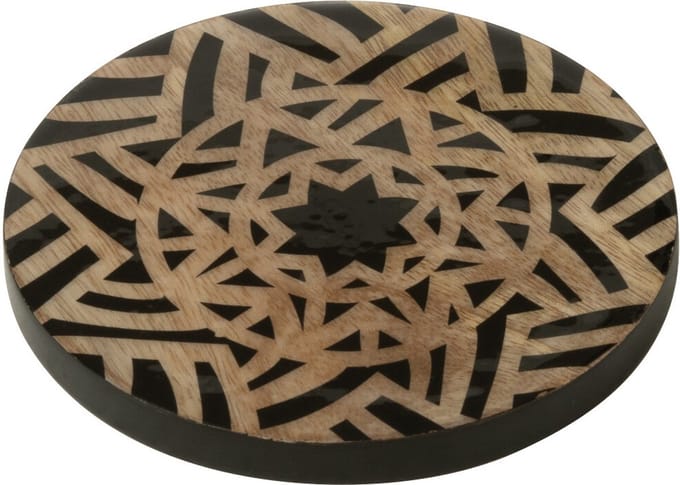 J-Line onderzetter Ster - hout - naturel - 4 stuks