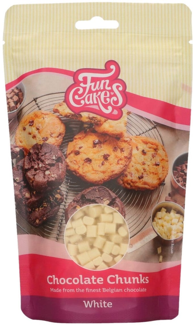 FunCakes Chocolade Chunks - Wit - 350g - Taartdecoratie