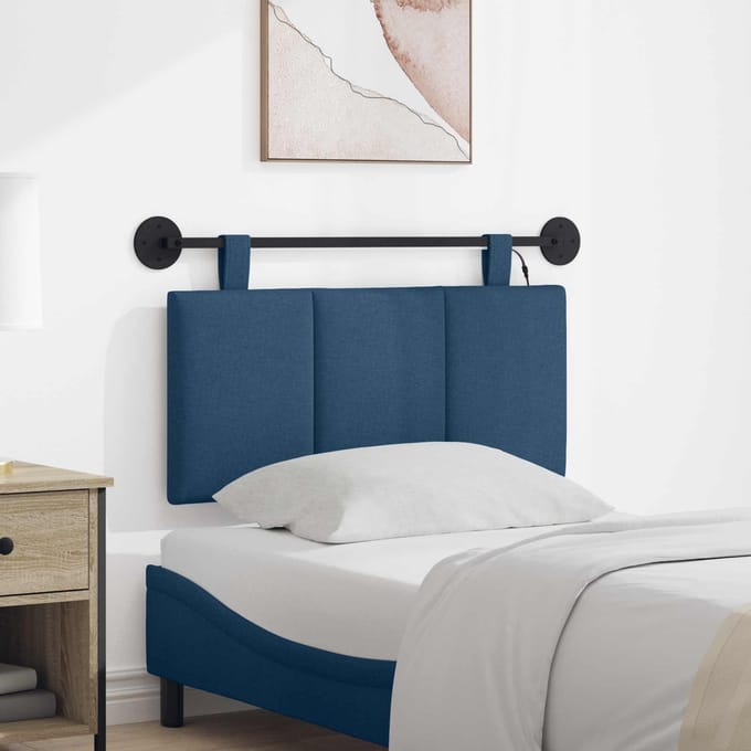 vidaXL - Hangend - hoofdbord - Met - LED-verlichting - Blauw - Stof