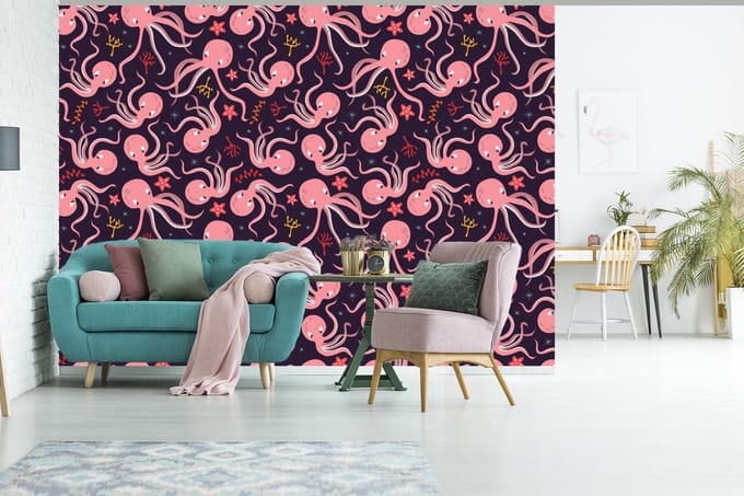 Behang - Fotobehang Octopus - Baby - Design - Breedte 305 cm x hoogte 220 cm