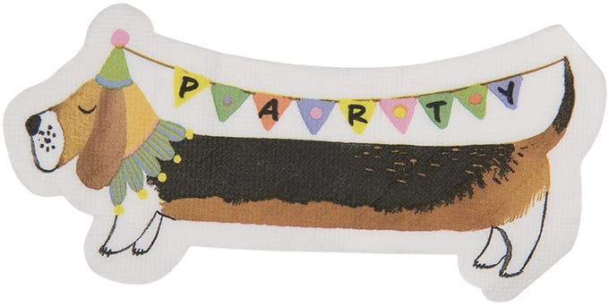 Clayre & Eef Servetten Papier Set van 20 Hond Wit Papier