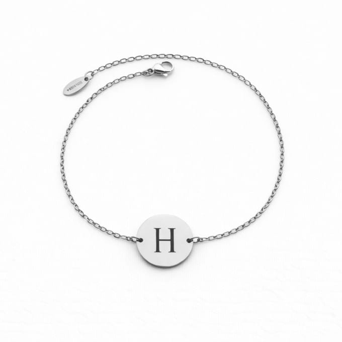 Munt Armband met 1 Initiaal Zilver