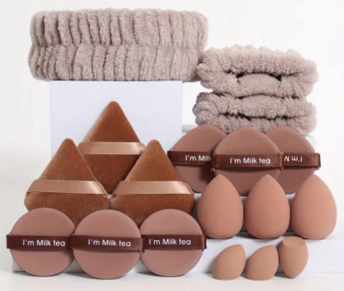 Beauty Blender set - 18 delig - make-up spons haarband polsband