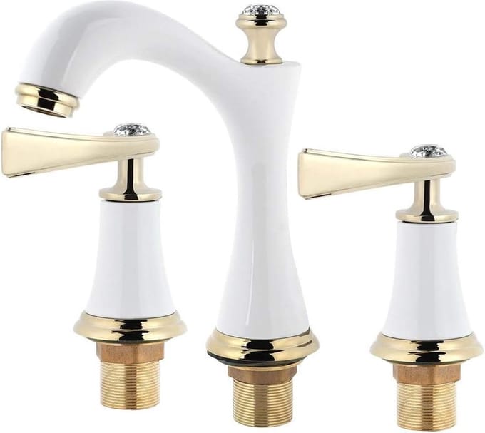 Moderne Split Titanium Wastafelkraan - 2 Handvat Badkamer Kraan - Dekmontage - Wit