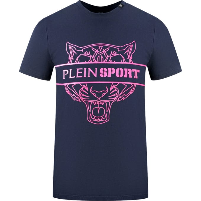 Plein Sport Tigerhead Bold Logo Navy Blue T-Shirt