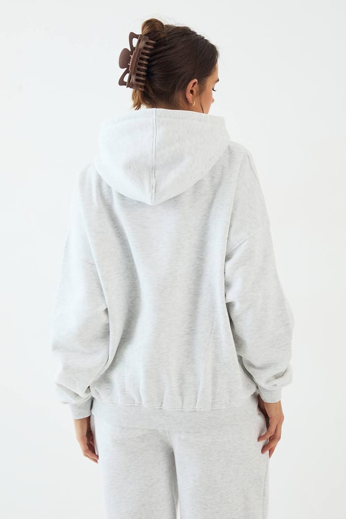Dames DSGN Studio Badstof Applique Oversized Hoodie | Asgrijs | Maat: Medium