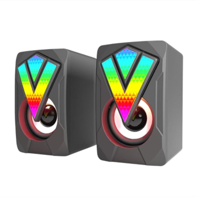 Gaming-luidsprekers Computerluidspreker USB-stuurprogramma Gratis 3,5 mm AUX-ingang Draagbare RGB-verlichting zwart