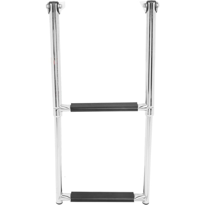 2-traps roestvrijstalen telescopische bootladder, antislip, uitschuifbare steigerladder voor bootjacht wit