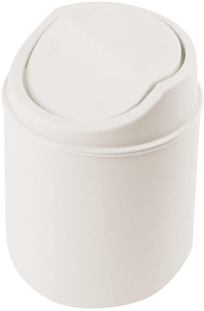 Mini afvalemmer - Tafelbakje Deksel - Bureau Opruimen - Ruimtebesparend Design - 1.5 Liter - Beige