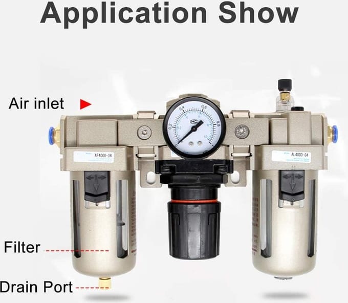Waterafscheider perslucht 1/2 inch - luchtfilter compressor - persluchtfilter waterfilter - afscheider luchtregelaar filter