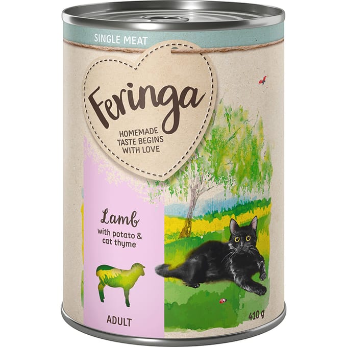 6x410g Single Meat Lam met Aardappel & Amberkruid Feringa Kattenvoer
