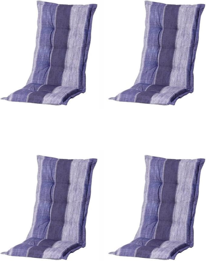 Madison - Tuinkussen - Hoge Rug - 4 st - Denim Stripe Blue - 123x50cm