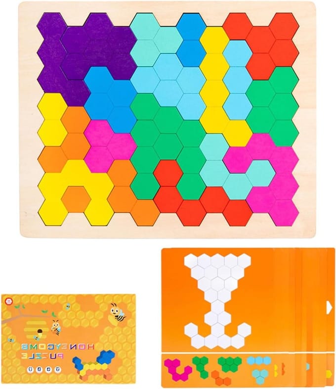 Blokpuzzel Hout - Logica Puzzel - Hersentraining Thuis - 120 Uitdagingen - 232 x 186 cm - Multicolor