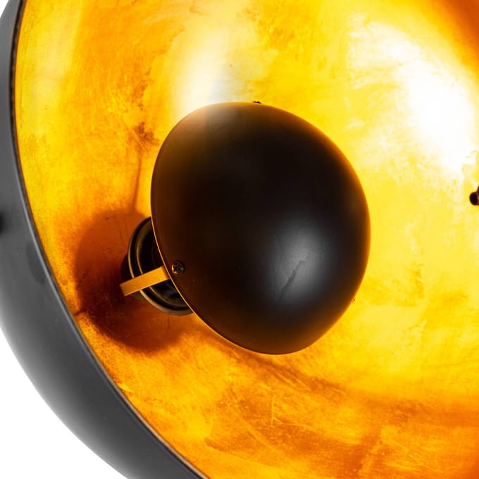 Globo Vloerlamp Timo, zwart/goud, metaal, 153 cm hoog, E27