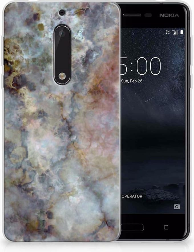 Nokia 5 TPU Siliconen Hoesje Marmer Grijs