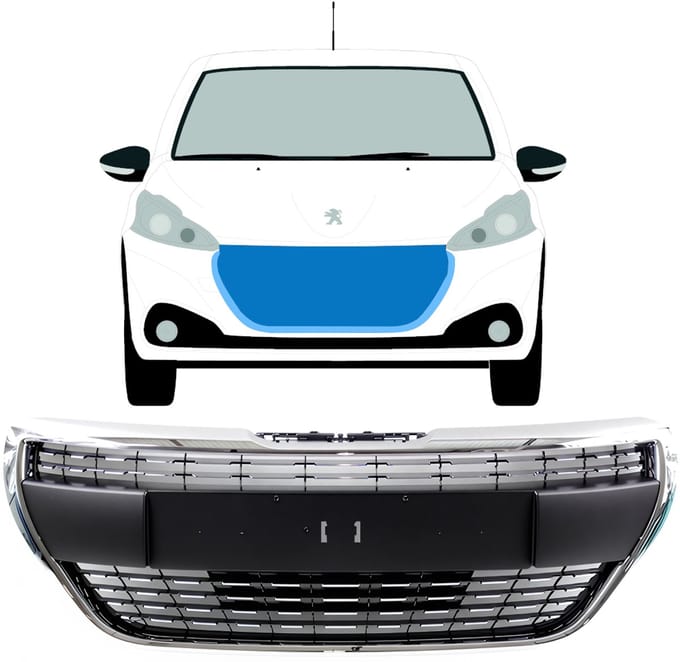 Grill voor Peugeot 208 2015-2019 ALLURE / Set