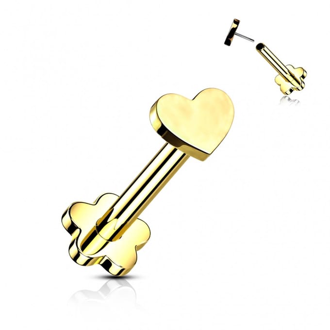 Piercing titanium push in hartje 1.2x8 - goud - LMPiercings