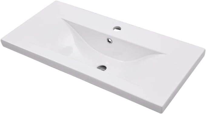 Wastafel Keramiek - Badkamer Spoelbak - Badkamer Inrichten - Met Overloop - 81 x 39.5 cm - Wit