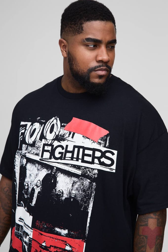 Plus Foo Fighters Licentie Print Regular Fit T-Shirt | Black | Size Small