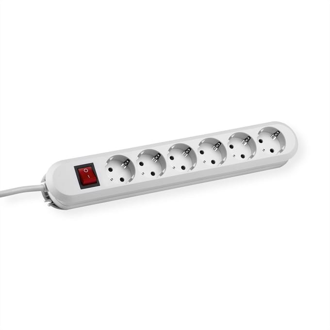 BACHMANN SMART stekkerdoos 6x geaard contact, met schakelaar, wit, 5 m