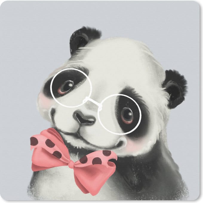 Muismat 20x20 cm - Mousepad Panda - Kinderen - Strik - Muismatten