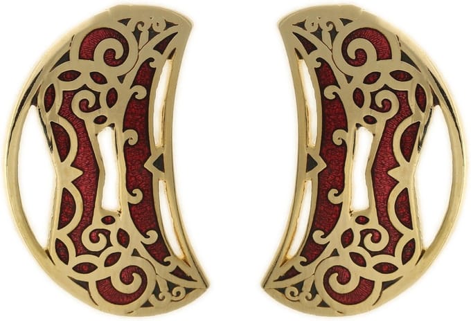 Behave - Oorringen dames - halvemaanmotief - rood - 3 cm