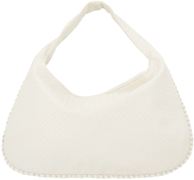 Zusss Grote Gevlochten Tas 100% PU Leer Off White