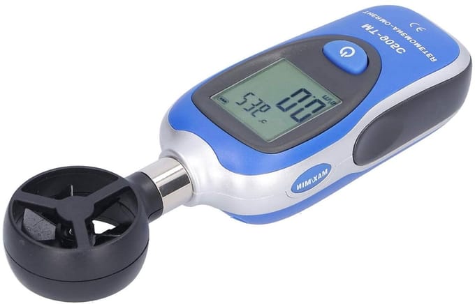 Digitale Anemometer - Windmeter - Windmetingen Verrichten - Draagbaar LCD Display - 17.5 cm - Zwart