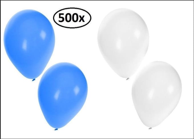 Ballonnen helium 500x blauw en wit