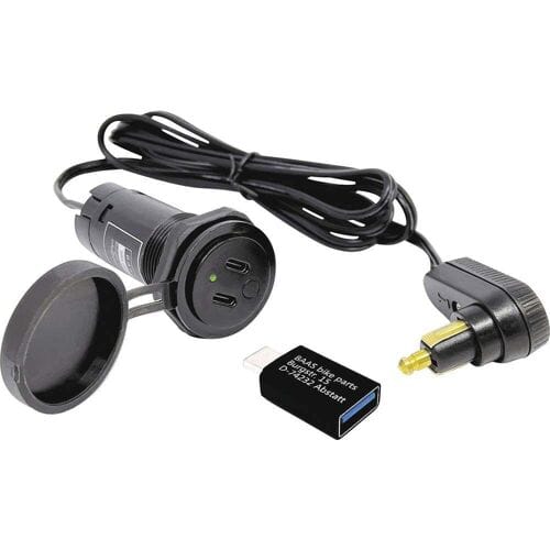 USB22 Tankschokkabel met 2 USB-C-aansluitingen en 1 USB-A-adapter BAAS USB22
