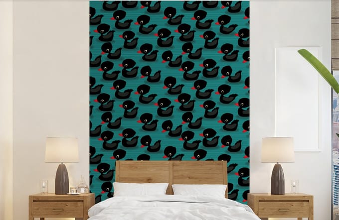 Behang - Fotobehang Eend - Baby - Patronen - Breedte 190 cm x hoogte 300 cm