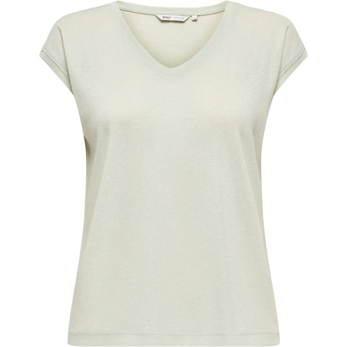 ONLY- ONLSILVERY S/S V NECK LUREX TOP JRS NOOS - Heren - T-shirt