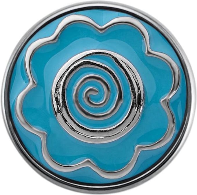 Quiges - Dames Click Button Drukknoop 18mm Bloem Symbool Blauw - EBCM276
